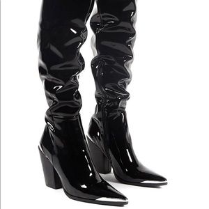 Patent Western Thigh High Boots